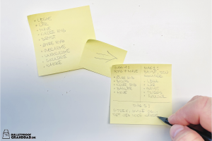 Liste med inddeling af træning over 3 dage.