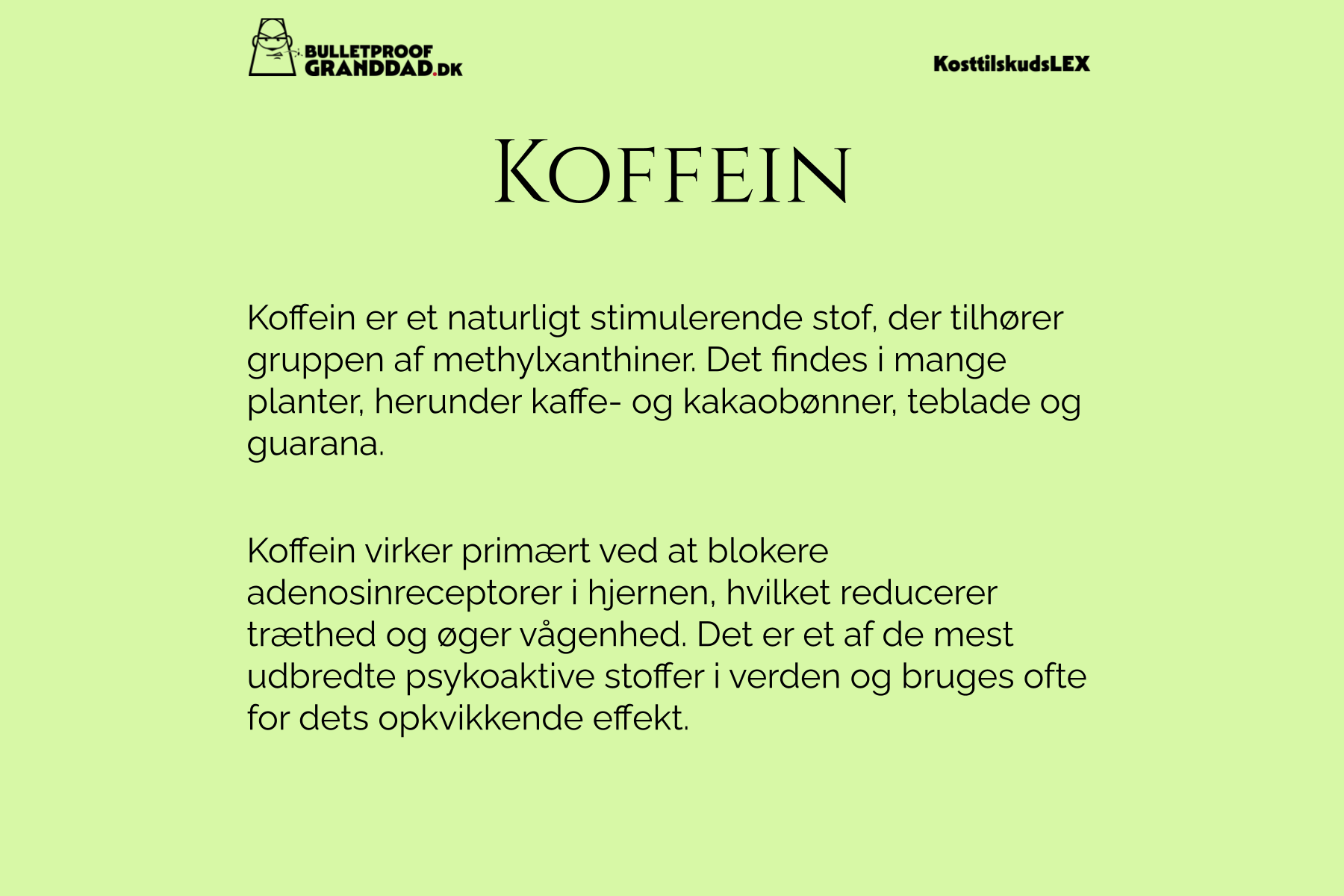 KosttilskudsLEX: Koffein